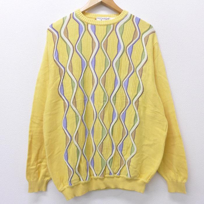 L 古着 長袖 セーター 90s 3dニット クルーネック 黄他 イエロー sep10 中古 メンズ ニット トップス Swtr 古着屋rushout 通販 Yahoo ショッピング