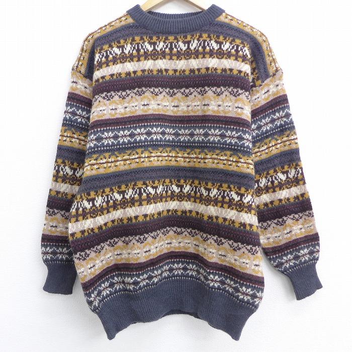 L 古着 長袖 セーター フェアアイル ウール クルーネック エンジ他 sep11 中古 メンズ ニット トップス Swtr 古着屋rushout 通販 Yahoo ショッピング