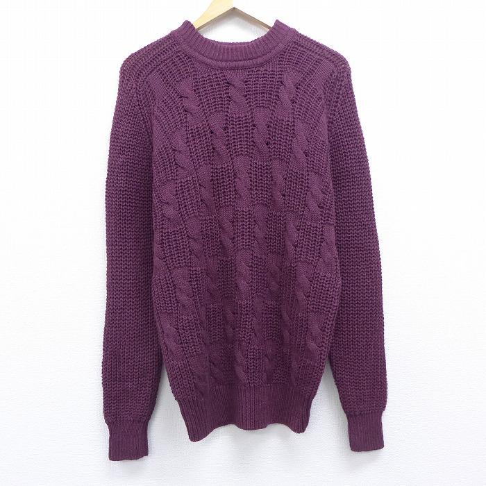 S 古着 長袖 ケーブル セーター 90s クルーネック エンジ sep15 中古 メンズ ニット トップス Swtr 古着屋rushout 通販 Yahoo ショッピング