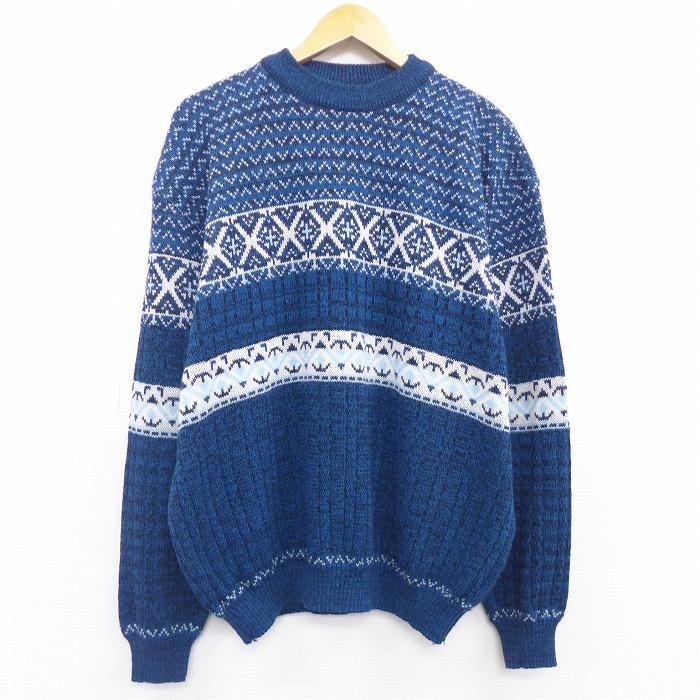 Xl 古着 長袖 セーター クルーネック 青系 ブルー sep15 中古 メンズ ニット トップス Swtr 古着屋rushout 通販 Yahoo ショッピング