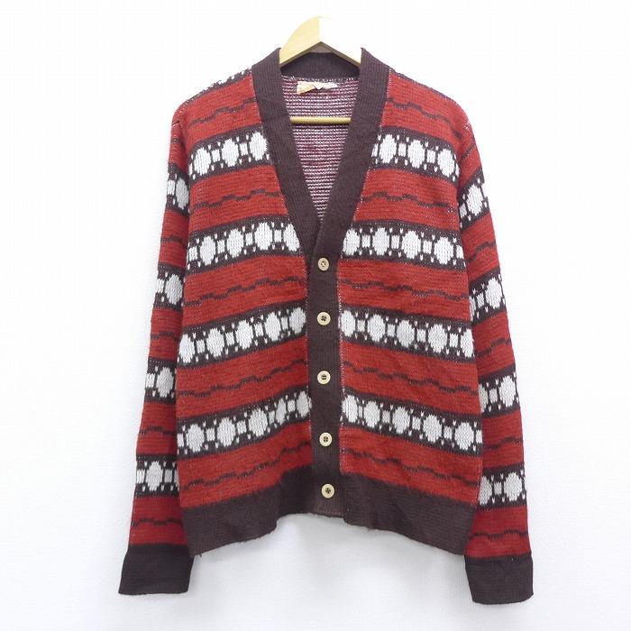 M 古着 長袖 ニット カーディガン 70s Vネック 茶他 ブラウン sep15 中古 メンズ トップス Swtr 古着屋rushout 通販 Yahoo ショッピング