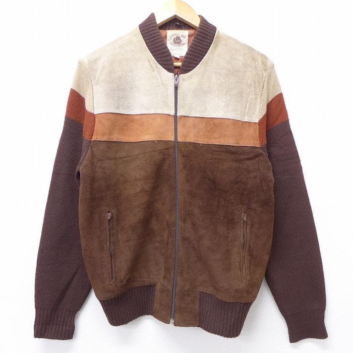S 古着 長袖 ニット カーディガン 80s スエード使用 茶他 ブラウン sep23 中古 メンズ トップス Swtr 古着屋rushout 通販 Yahoo ショッピング