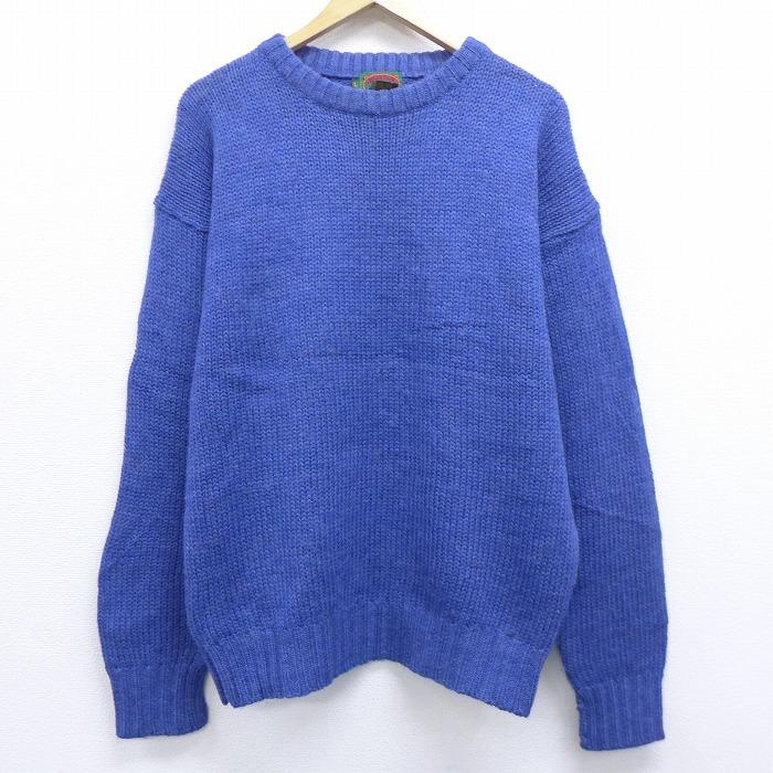L 古着 長袖 セーター 00s ウール クルーネック 青 ブルー sep23 中古 メンズ ニット トップス Swtr 古着屋rushout 通販 Yahoo ショッピング