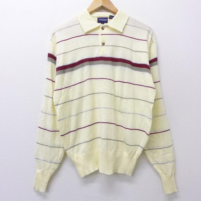M 古着 長袖 セーター 80s バンヒューセン 襟付き 生成り ボーダー sep24 中古 メンズ ニット トップス Swtr0055 古着屋rushout 通販 Yahoo ショッピング