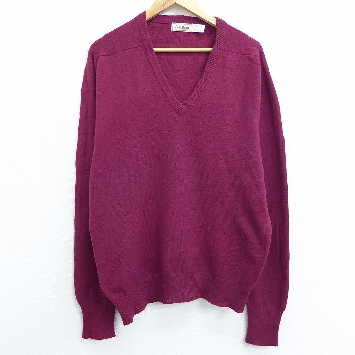 L 古着 長袖 セーター 90s エルエルビーン Llbean ラグラン ラムウール Vネック エンジ sep28 中古 メンズ ニット トップス Swtr0469 古着屋rushout 通販 Yahoo ショッピング