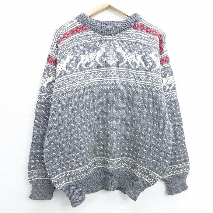 L 古着 長袖 ノルディック セーター ダーレオブノルウェー トナカイ ウール クルーネック グレー Spe oct05 中古 メンズ ニット トップス Swtr0287 古着屋rushout 通販 Yahoo ショッピング