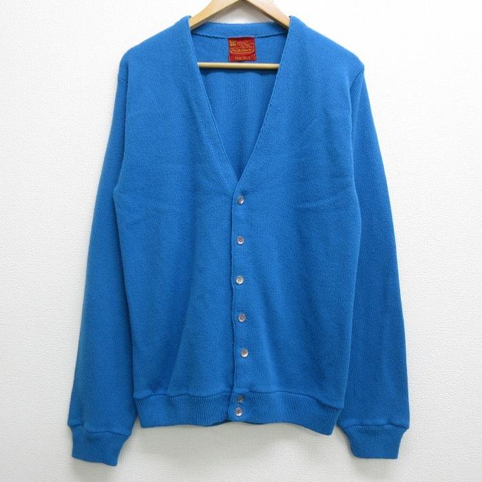 M 古着 長袖 ビンテージ ニット カーディガン 70s シアーズ Vネック 水色 oct23 中古 メンズ トップス Swtr 古着屋rushout 通販 Yahoo ショッピング