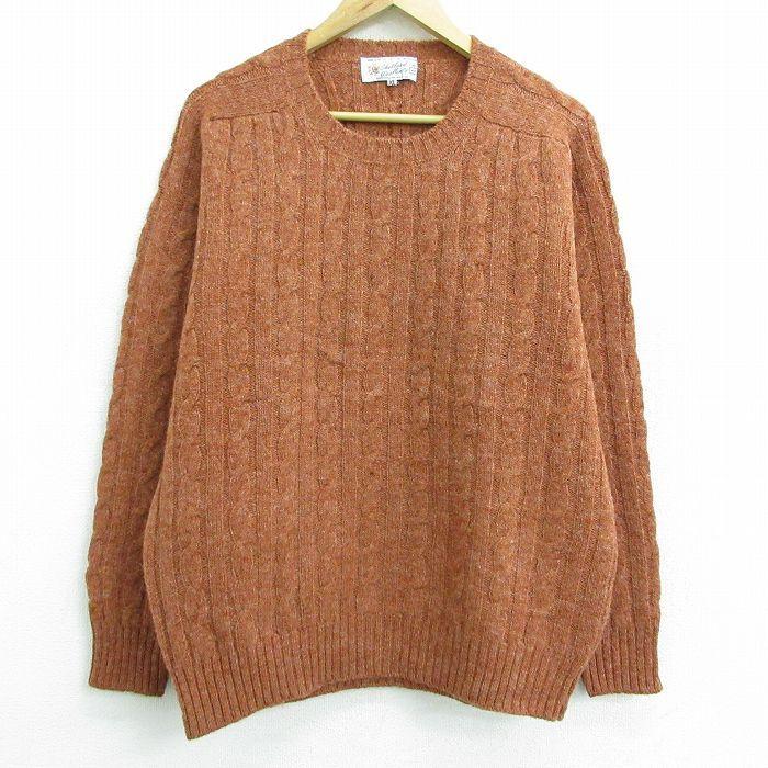 L 古着 長袖 ケーブル セーター メンズ 90s ラグラン ウール クルーネック オレンジ 21oct04 中古 ニット トップス Swtr 古着屋rushout 通販 Yahoo ショッピング