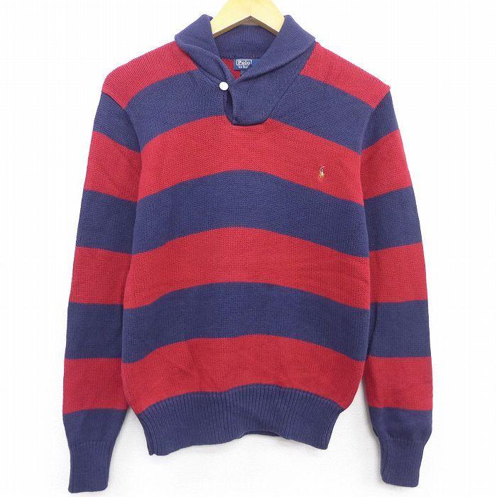 Xs 古着 ラルフローレン Ralph Lauren 長袖 ブランド セーター トップス メンズ 90s ワンポイントロゴ コットン 赤他 レッド ボーダー 21oct05 中古 ニット Swtr 古着屋rushout 通販 Yahoo ショッピング