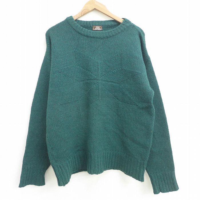 L 古着 長袖 セーター メンズ 90s クルーネック 緑 グリーン 21oct07 中古 ニット トップス Swtr 古着屋rushout 通販 Yahoo ショッピング
