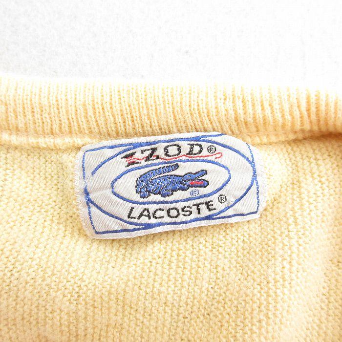 M/古着 ラコステ LACOSTE IZOD 長袖 ブランド セーター メンズ 90s ワンポイントロゴ Vネック アクリル 黄 イエロー 23sep26 中古 ニッ｜furugiyarushout｜03