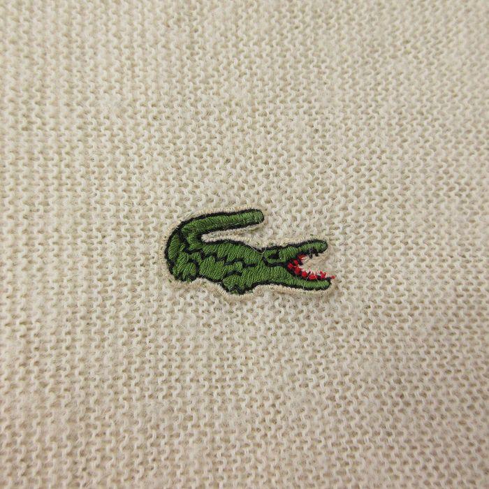 XL/古着 ラコステ LACOSTE IZOD 長袖 ブランド セーター メンズ 80s ワンポイントロゴ Vネック 薄ベージュ カーキ 23sep27 中古 ニット｜furugiyarushout｜02