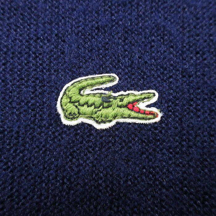 L/古着 ラコステ LACOSTE IZOD 長袖 セーター メンズ 90s ワンポイントロゴ アクリル Vネック 紺 ネイビー 23oct24 中古 ニット トップ｜furugiyarushout｜03