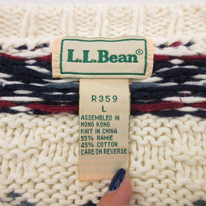 L/古着 エルエルビーン LLBEAN 長袖 セーター メンズ 80s クルーネック 生成り 23nov30 中古 ニット トップス｜furugiyarushout｜04