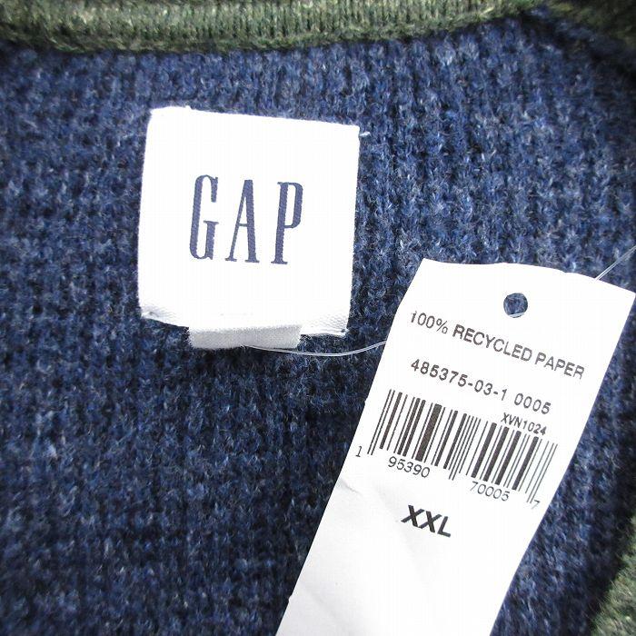 XL/古着 ギャップ GAP 長袖 セーター メンズ デッドストック 大きいサイズ ツートンカラー ラグラン 紺他 ネイビー 23dec06 中古 ニッ｜furugiyarushout｜03