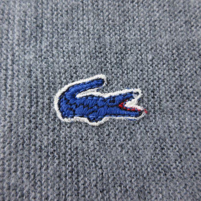 L/古着 ラコステ LACOSTE IZOD 長袖 ブランド セーター メンズ 90s ワンポイントロゴ Vネック グレー 23dec09 中古 ニット トップス｜furugiyarushout｜02