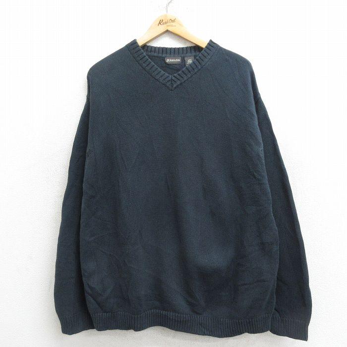XL/古着 セントジョンズベイ 長袖 セーター メンズ 無地 コットン V 