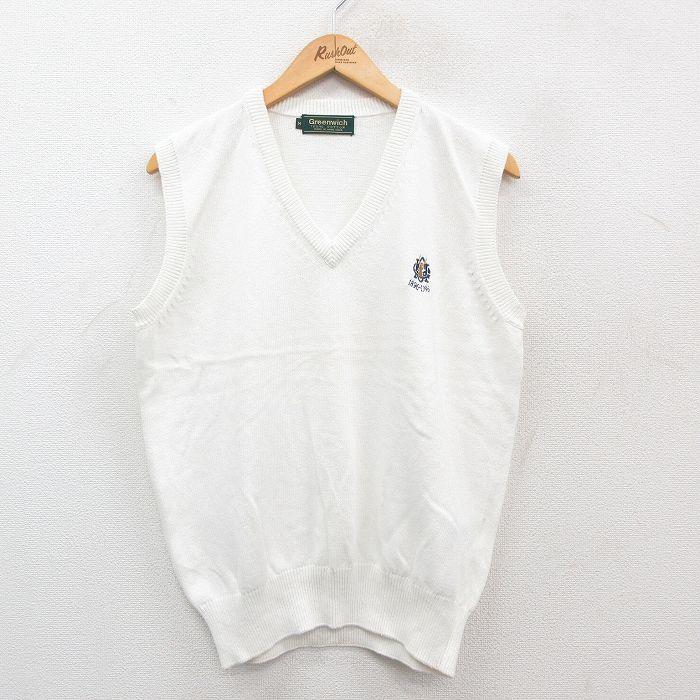 【新品未使用】  ベスト 白 M 50%OFF】M/古着 ニット ベスト メンズ 90s コットン Vネック 白