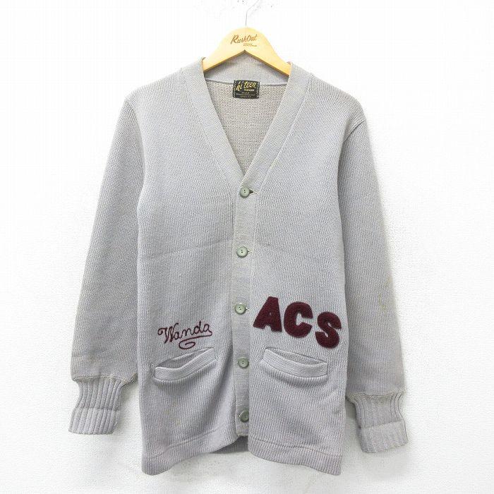 S/古着 長袖 ビンテージ レタード ニット カーディガン メンズ 60s ACS  