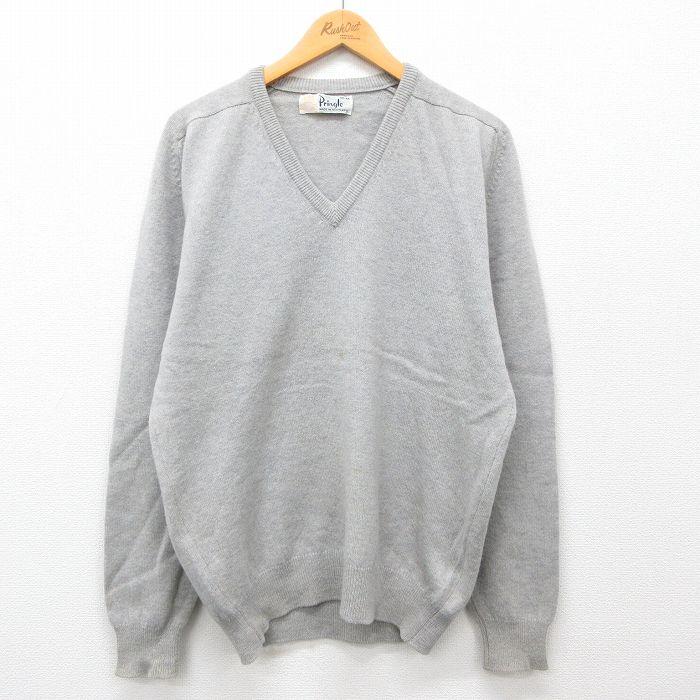 50%OFF】L/古着 長袖 セーター メンズ 80s 無地 ラグラン ウール V