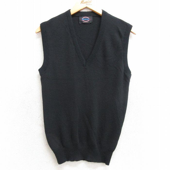 XS/古着 ジャンセン ニット ベスト メンズ 80s 無地 アクリル Vネック  