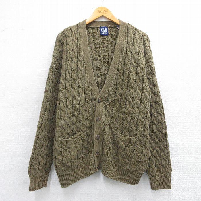 GAP（ギャップ） XL/古着 長袖 ケーブル ニット カーディガン メンズ 