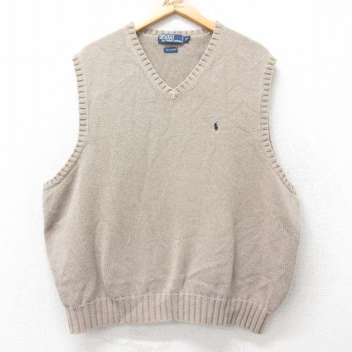 【未使用品】ラルフローレン　ニットベスト　ウール　ポニー刺繍 ベージュ　Lサイズ POLO RALPH LAUREN - 希少 90s ポロ ラルフローレン ニット