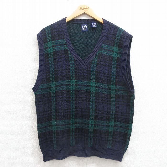GAP（ギャップ） M/古着 ニット ベスト メンズ 90s コットン Vネック