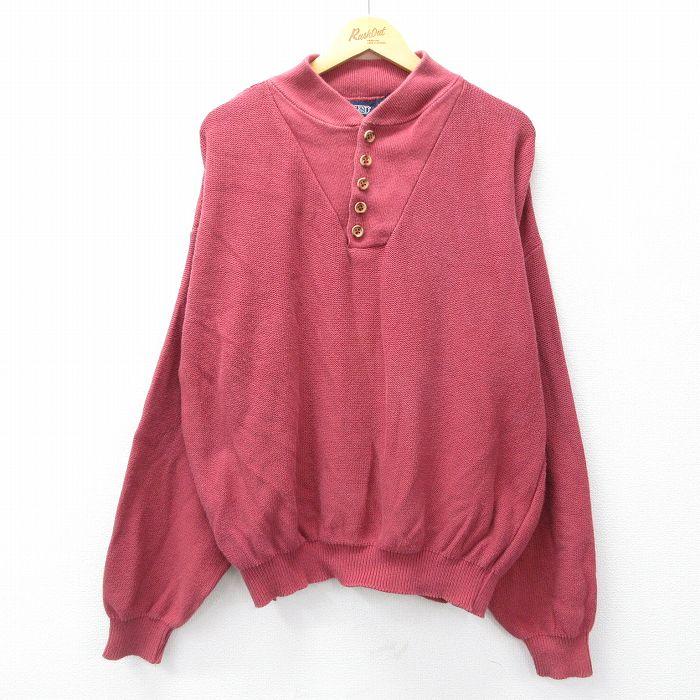 ランズエンド（LANDS' END） XL/古着 長袖 セーター メンズ 90s 無地