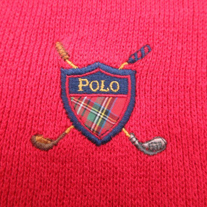 RALPH LAUREN POLO GOLF ケーブルベスト 刺繍ロゴ POLO RALPH LAUREN ラルフローレン ニットベスト レッド