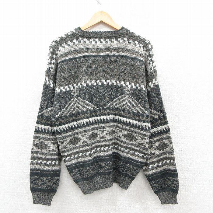 20%OFF】L/古着 長袖 セーター メンズ 90s ネイティブ柄 ラグ柄