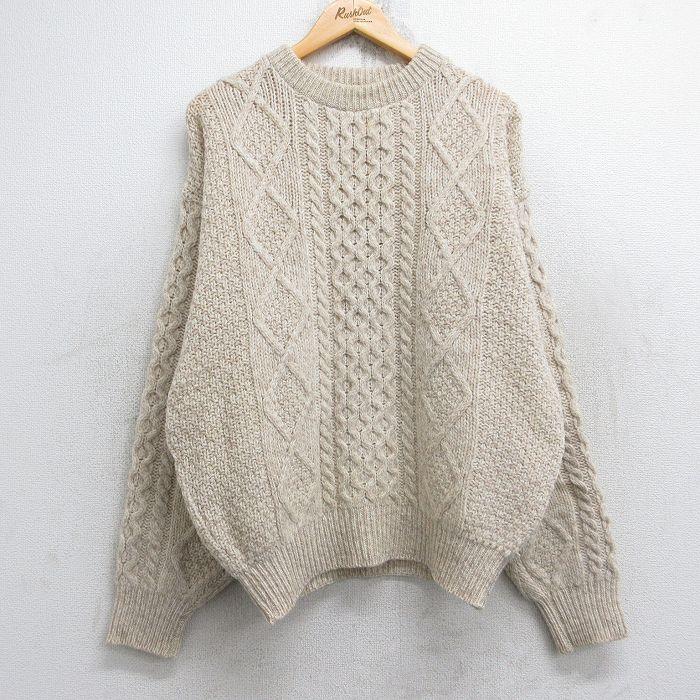 【Sale】 L.L.Beanアランニット ケーブルセーターLエルエルビーン L.L.Bean（エルエルビーン） L/古着 LLBEAN 長袖 アラン