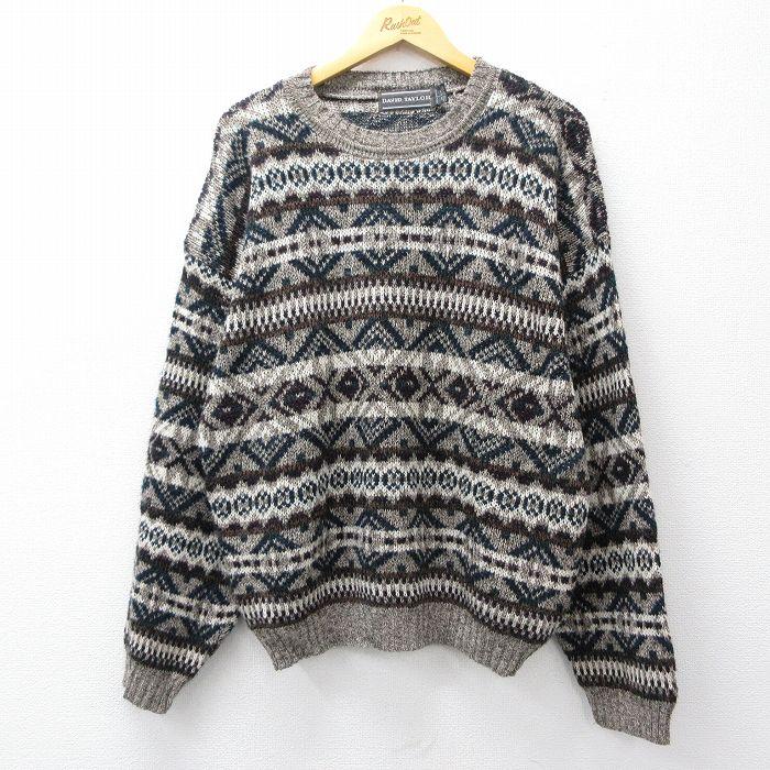 XL/古着 長袖 セーター メンズ 90年代 90s フェアアイル アクリル