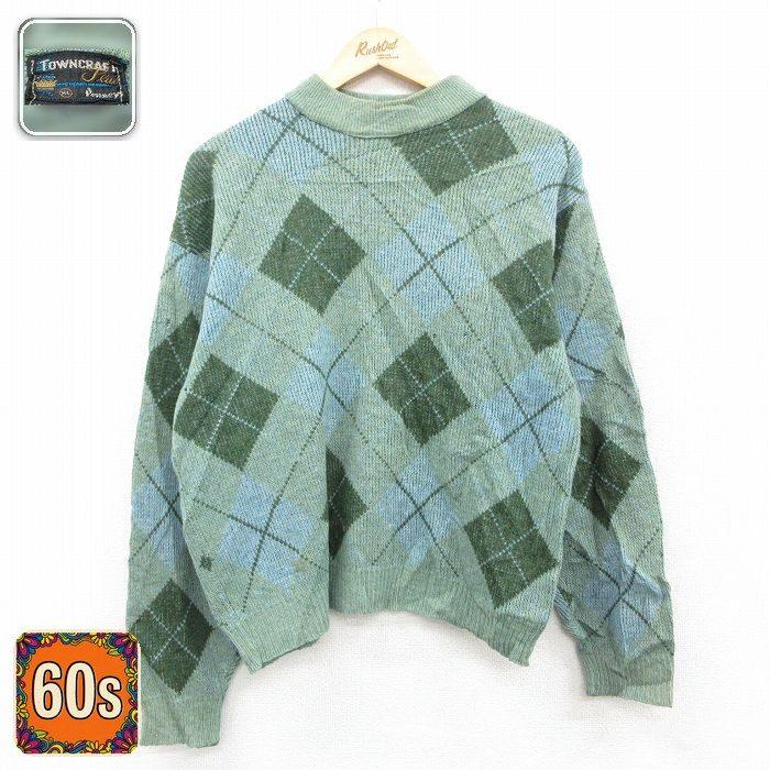 50%OFF】L/古着 タウンクラフト 長袖 ビンテージ セーター メンズ 60 