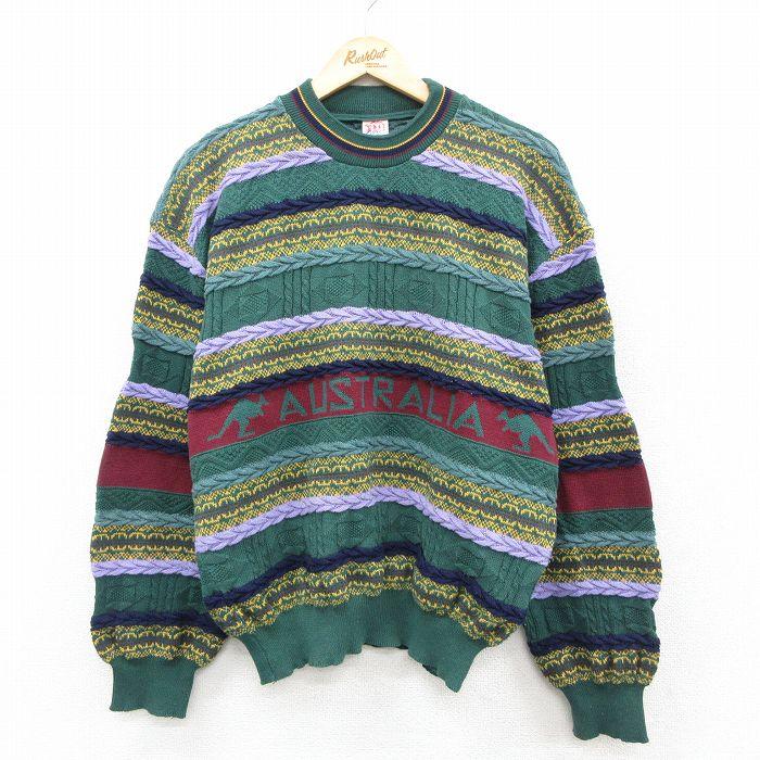 XL/古着 長袖 ケーブル セーター メンズ 90年代 90s クルーネック