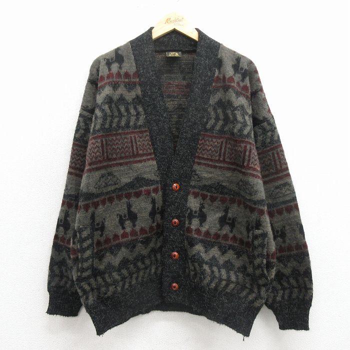 XL/古着 TEJIDOS RUMINAHUI 長袖 ニット カーディガン メンズ 00