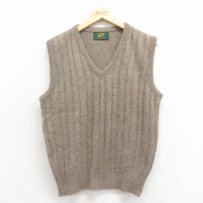 M/古着 ジャンセン ケーブル ニット ベスト メンズ 90年代 90s Vネック
