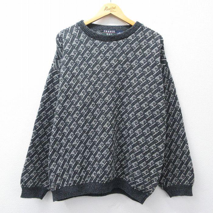 XL/古着 TRADER BAY 長袖 セーター メンズ 90年代 90s クルーネック 