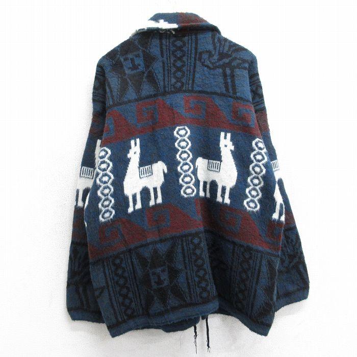XL/古着 TEJIDOS RUMINAHUI 長袖 ニット カーディガン メンズ 90年代
