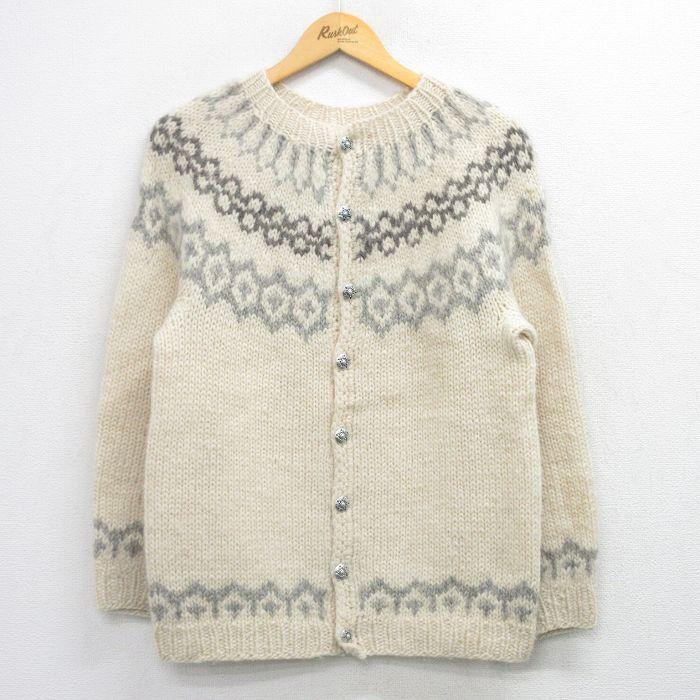 M/古着 長袖 ノルディック ニット カーディガン メンズ 80年代 80s