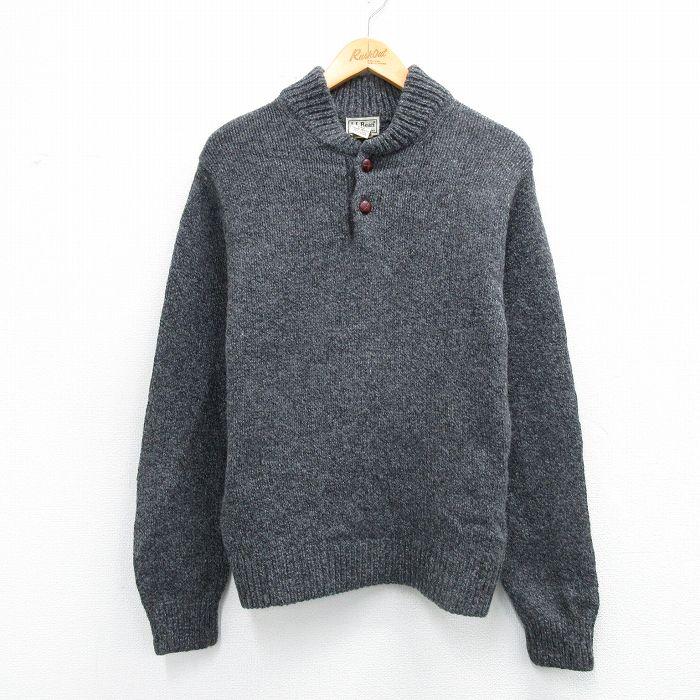 S/古着 エルエルビーン 長袖 セーター メンズ 00年代 00s ラムウール ヘンリーネック グレー 霜降り 26feb12 | L.L.Bean