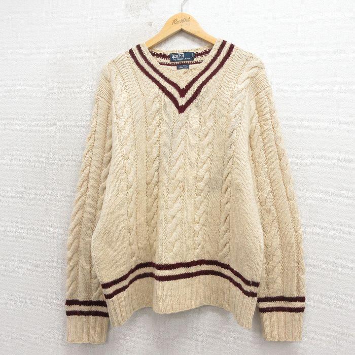 XL/古着 ラルフローレン 長袖 ブランド ケーブル セーター メンズ 90 