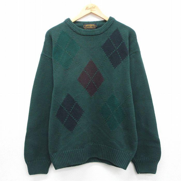L/古着 エディーバウアー 長袖 セーター メンズ 90年代 90s アーガイル