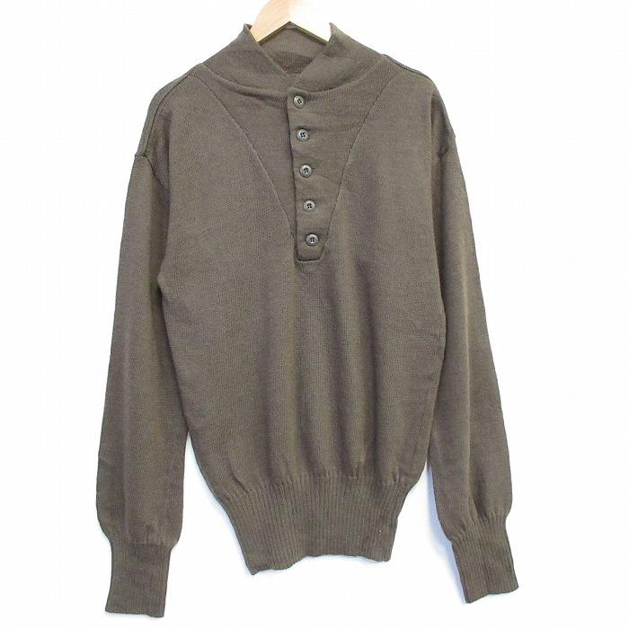 【20%OFF】L/古着 長袖 セーター メンズ 80年代 80s ミリタリー 無地 ウール ヘンリーネック USA製 濃緑 spe 26jan27 2OF | 