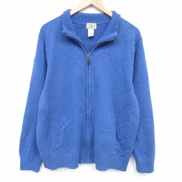 L.L.Bean（エルエルビーン） L/古着 長袖 フルジップ ニット 