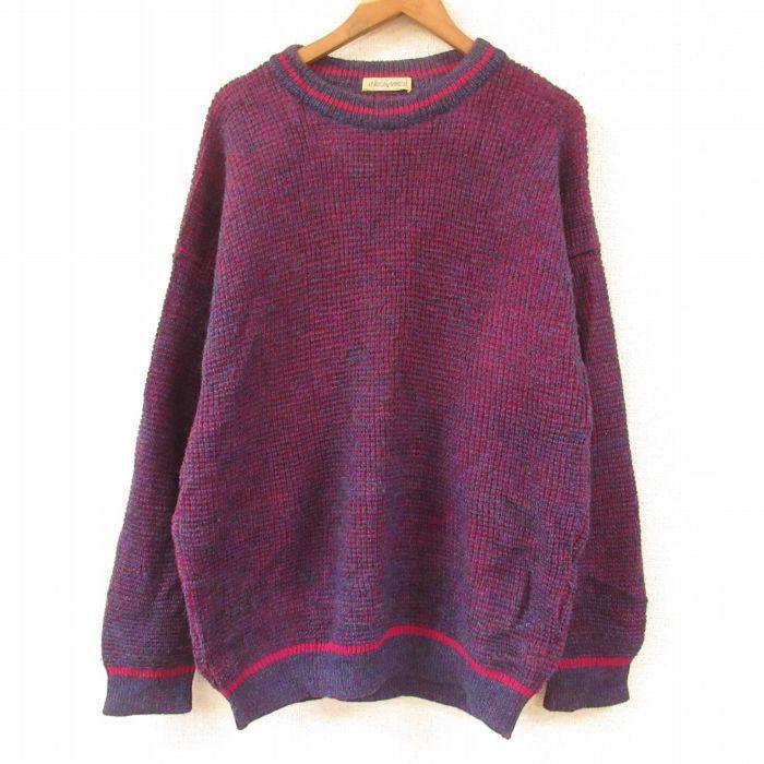 L 古着 長袖 セーター メンズ 80s ウール クルーネック 紫 パープル 22jan18 中古 ニット トップス Swtr 古着屋rushout 通販 Yahoo ショッピング