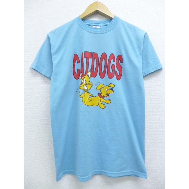 M 古着 Tシャツ ネコ 犬 水色 19may17 中古 メンズ 半袖 Ts 古着屋rushout 通販 Yahoo ショッピング