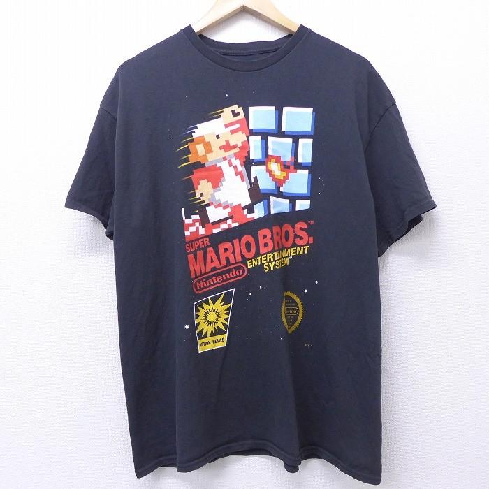 L 古着 半袖 Tシャツ ゲーム ニンテンドー スーパーマリオ コットン クルーネック 黒 ブラック may22 中古 メンズ Ts 古着屋rushout 通販 Yahoo ショッピング