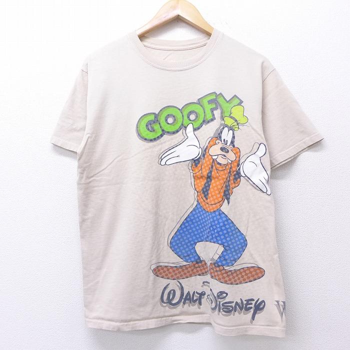 M 古着 半袖 Tシャツ ディズニー Disney グーフィー コットン クルーネック 薄ベージュ カーキ jun22 中古 メンズ Ts 古着屋rushout 通販 Yahoo ショッピング