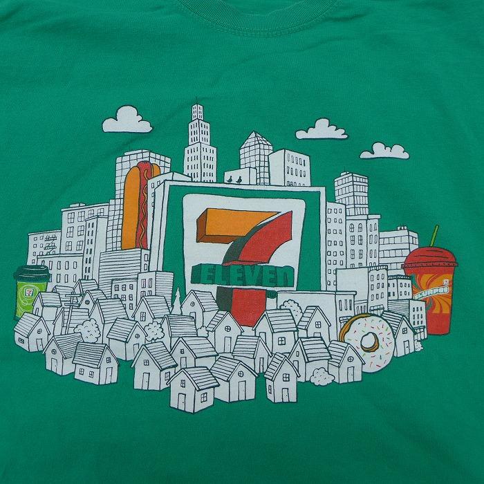 Xl 古着 半袖 Tシャツ 00s セブンイレブン コンビニエンスストア 建物 コットン クルーネック 緑 グリーン jun23 中古 メンズ Ts 古着屋rushout 通販 Yahoo ショッピング